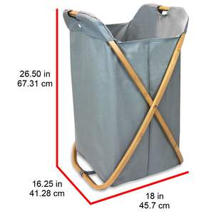 Panier à linge pliable en bambou DB Oceanstar, panier de rangement rectangulaire en toile pour placard et salle de bain - Product Image 5