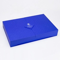 Confezione regalo in cartone magnetico di lusso con porta aperta blu di lusso con Set Premium regalo per il trucco siero confezione scatola di imballaggio per cosmetici