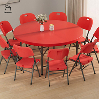 Table ronde pliable en plastique, stable et durable, pour les décorations de fêtes et de mariages en intérieur