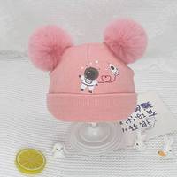 Bonnet d'hiver tricoté en acrylique à rayures avec oreillettes, motif à carreaux et pompon, chaud et sportif, pour enfants et bébés, vente en gros OEM