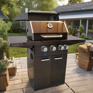 High Quality Commercial Outdoor Stainless Steel Freestanding Gas BBQ Heavy Duty Charcoal Rotisserie Smoker <b>Oven</b> 4 Casters LQ-B31 - Product Image 1