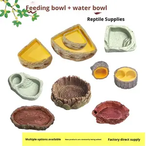 Bol d'alimentation pour reptiles en forme <span class=keywords><strong>de</strong></span> souche d'arbre, bol à boire, boîte d'élevage pour reptiles, <span class=keywords><strong>tortue</strong></span> terrestre, lézard, gecko, grenouille à cornes, araignée, serpent - Product Image 1