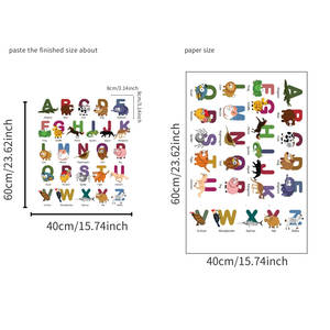 Dibujos animados alfabeto números Animal pared pegatina jardín de infantes TV <span class=keywords><strong>Fondo</strong></span> extraíble bebé habitación pared armario pegatina Decoración - Product Image 5