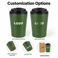 Tasse à café expresso thermique de 12 oz avec logo imprimé, en acier inoxydable, thermos personnalisé, mug de voyage, vente en gros