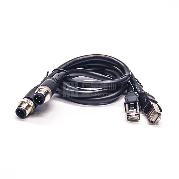 RJ45 M12 כדי כבל נקבה פין זכר X מחבר 8 Ethernet קוד D קידוד 4pin 8pin Xcode מקודד של 4 הרכבה