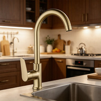 Robinet de cuisine de luxe en cuivre doré brossé, double commande, cartouche céramique, monocommande, pivotant à 360°, installation monotrou