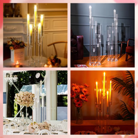 Candélabre en acrylique transparent à 5, 8 ou 10 bras, ensemble de supports de bougies pour centre de table, idéal pour la décoration de mariage