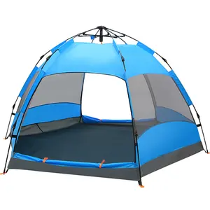 Automatische Familie Camping Tent 3-4 Persoon 3 Seizoen Outdoor Tent Camping Dak Tent Klamboe Custom Vouwen bed Camping