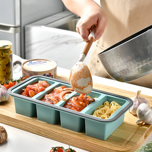 OEM ODM Silicone Lattice <b>Lunch</b> <b>Box</b> Fresh-keeping Food Storage Mold Silicone Soup Cube with Lid Quick Frozen & Easy to Release - Product Image 6