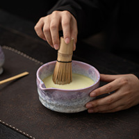 Ensemble Matcha Fleur de Glace en Cristal, Quatre Pièces, Céramique au Four Changeant de Couleur, Design Minimaliste Moderne, Origine Dehua, Bol à Thé avec Bec Verseur pour Cérémonie du Thé