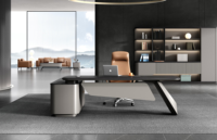 Bureau de luxe en chêne de qualité supérieure Bureau de direction moderne en forme de U avec fonction rétractable Construction robuste