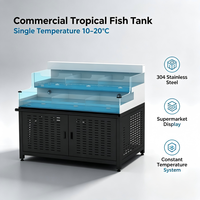 Aquarium de présentation de fruits de mer frais et vivants à température unique, en acier inoxydable 304, à économie d'énergie, pour supermarchés, restaurants et commerces de poissons tropicaux