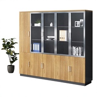 Archivador de Oficina de Madera Moderno y Minimalista, Montado en la Pared, Móvil, con Puerta de Vidrio Ignífuga y Cerradura, para Contabilidad Financiera
