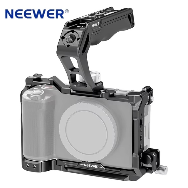 NEEWER NATO Rail Arca Type Base Cold Shoes Full Cage ZV-E1 Camera Cage Kit with ARRI Top Handle Cable Clamp