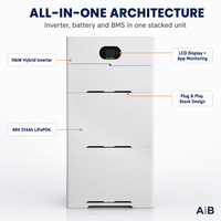 Onduleur solaire hybride tout-en-un empilable OEM avec batterie 10kW 15.07kWh 48V 314Ah pour stockage solaire commercial