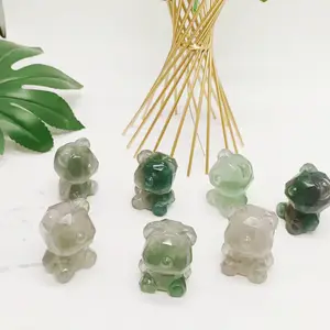 Atacado Natural Cura Cristais Artesanato Fluorita Urso Urso De Cristal Escultura Para Presentes