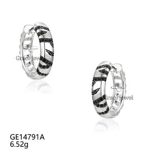 Orecchini da Donna Grace <span class=keywords><strong>Jewelry</strong></span> con Stampa Zebrata in Nano Cristallo, Gioielli di Moda all'Ingrosso, Design in Argento - Product Image 3