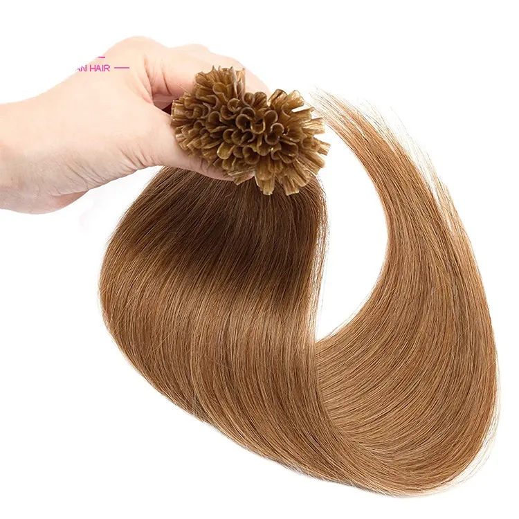 ヨーロッパで人気のあるruili工場卸売ケラチン二重描画uチップロシアの髪の人毛エクステンション