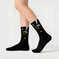 Chaussettes mi-mollet personnalisables pour femmes, tendance automne-hiver, en coton peigné respirant, imprimées, motif mystère, sans coutures