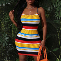 Robe pull mini patchwork arc-en-ciel pour femme, décontractée, sans manches, avec découpes, col rond, moulante et dos nu