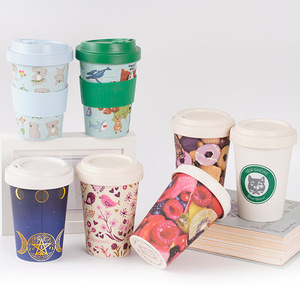 Nuovo Design Tazza da Caffè Biodegradabile in Fibra di Bambù Supporta Personalizzazione Logo all'Ingrosso Tazza con Coperchio per Bere Direttamente - Product Image 3