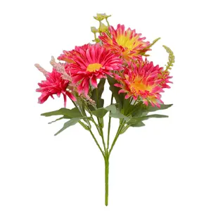 Künstlicher Chrysanthemen-Blumenstrauß Gänseblümchen-Kunststoff-künstlicher Blumenstrauß für Hochzeitsdekor-Herzstück