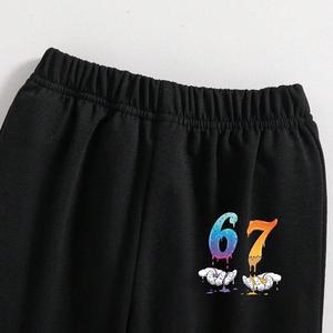 Ensemble rétro pour petits garçons, sweat-shirt noir à col rond et pantalon de jogging à taille élastique, ensemble de vêtements doux pour enfants pour tous les jours - Product Image 3