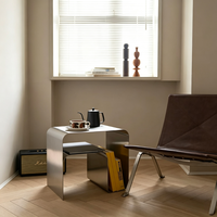 Table basse vintage nordique en acier inoxydable - Design moderne, durable et facile à nettoyer, meubles de salon pour chambre à coucher, salon