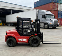 Forklift All-Terrain WEIRS 3,5 Ton Terlaris, Forklift Heli Bertenaga Bensin 4WD Ban Solid Model RTX Tiang Tiga Tingkat