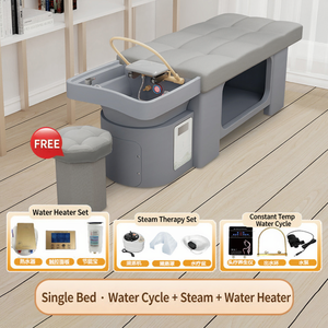 Fauteuil de lavage portable pour salon de coiffure avec bac, table de massage en cuir PU imperméable pour le lavage des cheveux - Product Image 6