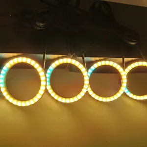 80mm * 4 vòng tròn đầy đủ mắt thiên thần đuổi theo dòng chảy dẫn RGB Halo nhẫn cho 4 bánh