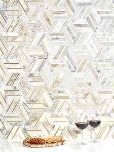 Mosaico de azulejos de vidrio espejo con forma cuadrada de mármol blanco color dorado para salpicadero de <span class=keywords><strong>pared</strong></span> - Product Image 2