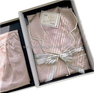 Vanfound 10005 <span class=keywords><strong>Pigiama</strong></span> da Donna <span class=keywords><strong>in</strong></span> <span class=keywords><strong>Raso</strong></span> a Maniche Lunghe Casual con Colletto Reversibile Traspirante e Vita Elasticizzata 2 Pezzi Tinta Unita Primavera Estate - Product Image 2