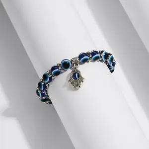 Mode Blauwe Ogen Armband Boze Turkse Glazen Kralen Handgemaakte Elasticiteit Armband Sieraden Voor Vrouwen
