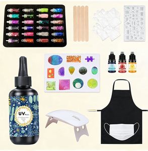 Kit Créatif de Fabrication de Bijoux en Résine UV DIY – Époxy Transparent Dur à Durcissement Rapide, Moules en Silicone pour Pendentifs, Boucles d'Oreilles, Porte-clés, Paillettes - Product Image 1