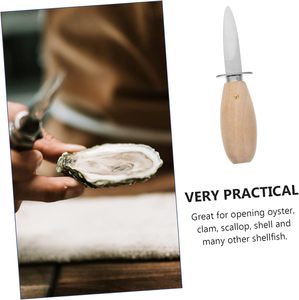 Ouvre-huîtres personnalisé avec logo, écologique, pour gaucher, manche en bois, acier inoxydable finition satinée, lame de 3,9 pouces, couteau à fruits de mer - Product Image 6
