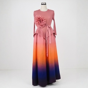 Robe plissée décontractée trapèze en dentelle pour femme, avec décoration de pétales, couleur dégradée, grande taille, ODM Miyake – Vente en gros - Product Image 4