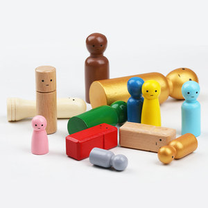 Figurines en bois colorées, ensemble de marionnettes peintes de 50 pièces pour enfants, jeu de simulation - Product Image 3