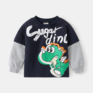 Children's Long-Sleeved Pullovers Small Medium-Sized Boys' Sweatshirts Printed Cartoon <strong>Dinosaur</strong> <strong>Top</strong> for Spring Autumn Shirts - Product Image 5
