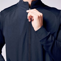 Veste de course personnalisée de haute qualité à fermeture éclair complète tissu extensible côtelé coupe ajustée formation plaine avec poches veste en nylon spandex pour hommes