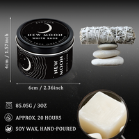 Bougie parfumée artisanale en cire de soja, longue durée, avec cristaux, thème phases lunaires, pour la méditation - Vente en gros de décorations pour la maison