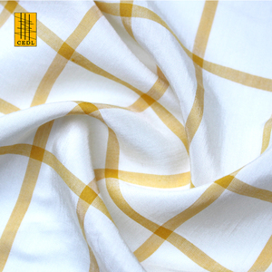 Stock de haute qualité 60% rayonne 40% <span class=keywords><strong>viscose</strong></span> mélange blanc jaune tissu à carreaux pour dame robe jupe fil teint tissu à carreaux - Product Image 1
