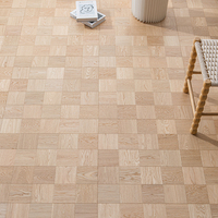 Parquet en bois de teck couleur claire minimaliste, design en damier multicouche