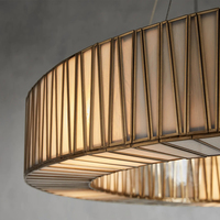 Lustre LED moderne de luxe de 36 pouces pour villa, suspension réglable en hauteur, à intensité variable, grand lustre rond pour hall d'hôtel et décoration intérieure