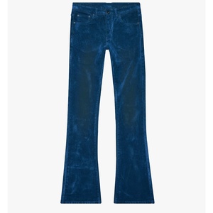 Fabricant de vêtements DiSai à Guangzhou INDIGO SUEDE Pantalon en <span class=keywords><strong>velours</strong></span> empilé <span class=keywords><strong>FLARE</strong></span> <span class=keywords><strong>JEAN</strong></span> évasé Pantalon de créateur pour homme - Product Image 1