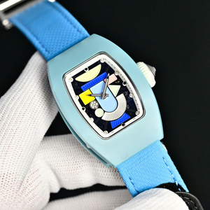 Reloj Mecánico Unisex de Alta Calidad, Diseño Tonneau, Fibra de Carbono, Cristal de Zafiro, Resistente al Agua, Correa de Caucho, Moderno - Product Image 4