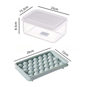 Bac à glaçons rond à 2 niveaux avec couvercle et bac de rangement, moule à glaçons sphériques pour whisky, cocktails et café à usage domestique - Product Image 2