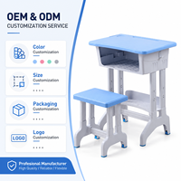 Ensemble chaise et bureau ergonomiques modernes en plastique pour étudiants, hauteur réglable, coins arrondis, écologique, antidérapant, pour l'école primaire