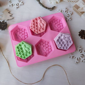 6-khoang hình lục giác Bee Silicone khuôn cho Ice Cream Jelly bánh pudding xà phòng Baking DIY tinh dầu xà phòng & bánh sandwich bánh mì - Product Image 4
