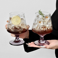 Verre à pied coloré, bol transparent, verre à vin à pied court, verre à cocktail pour bar, restaurant, mariage, fête, vaisselle de table